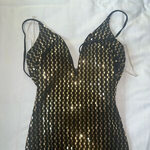 Black and Gold shine mini dress